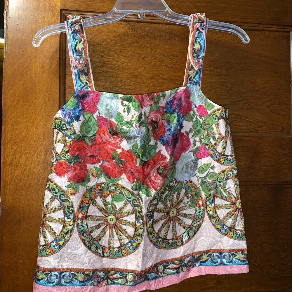 Dolce & Gabbana Multicolor Floral Brocade Crop Top